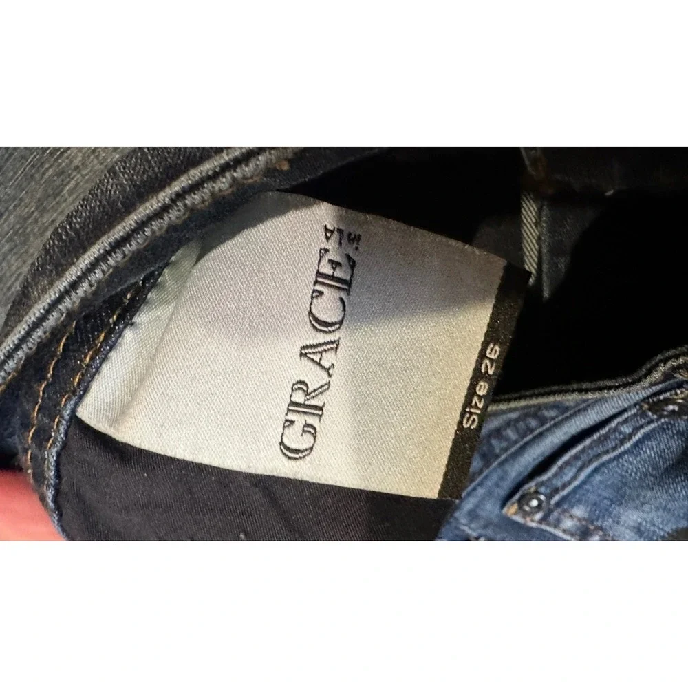 Grace in LA‎ Easy Fit Skinny Jeans Women's 26 Medium Wash Released Raw Hem